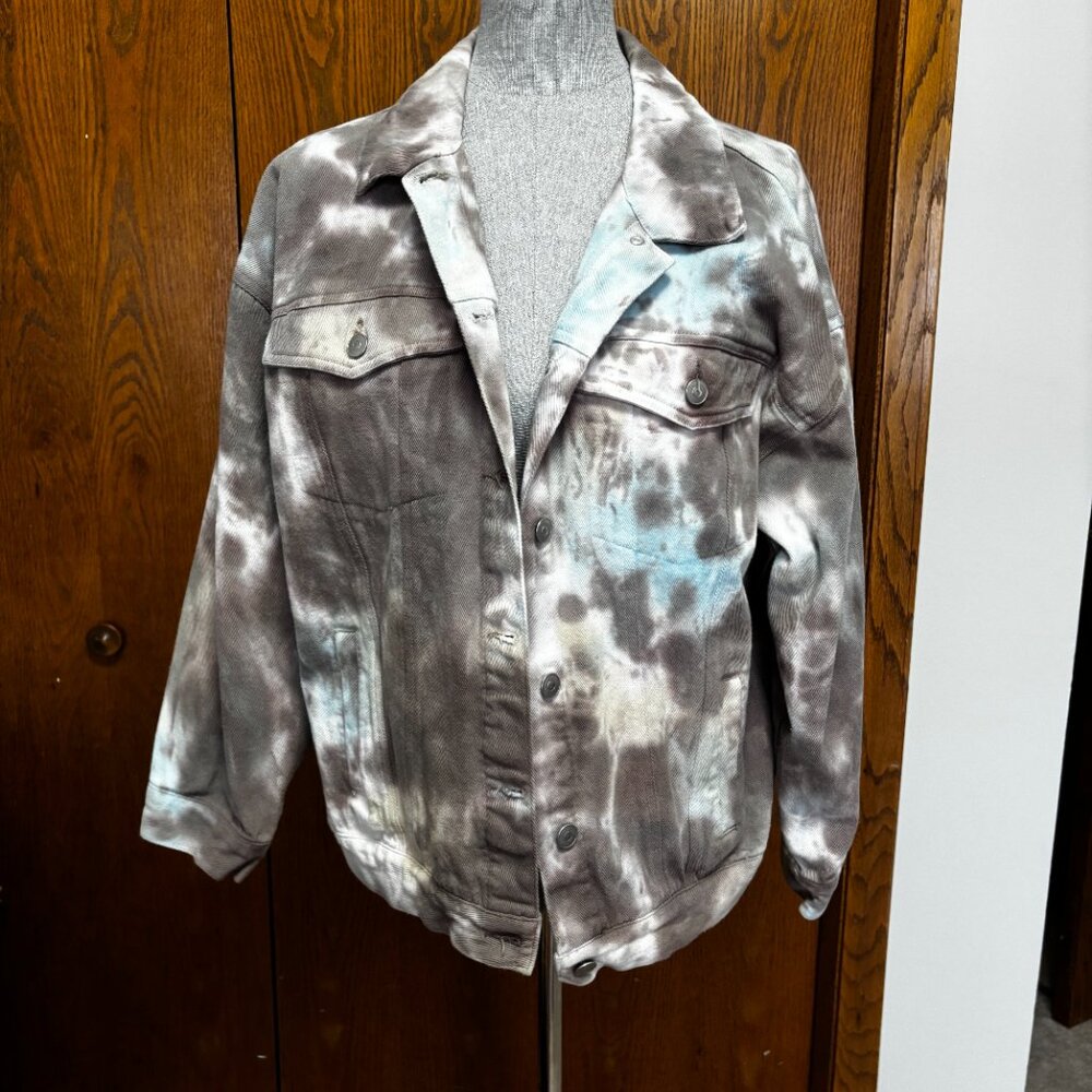 Oversized tie dye denim jacket